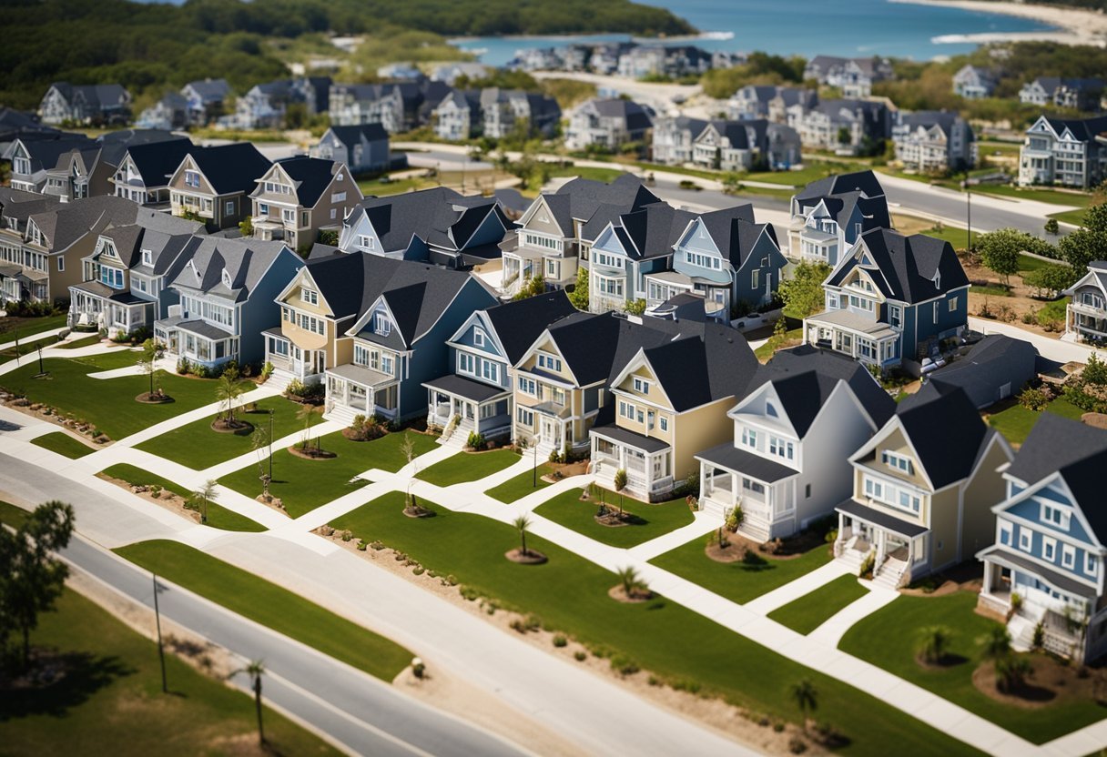 A sunny beachside neighborhood with new home additions under construction by ELJ Contracting