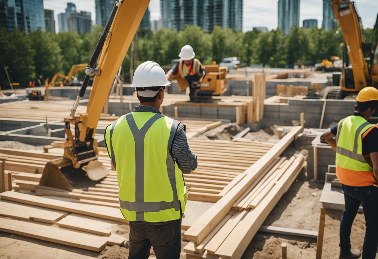 A construction site in Toronto with workers building homes for ELJ contracting